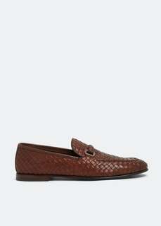 Лоферы BARRETT Leather woven loafers, коричневый