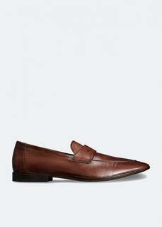 Лоферы BERLUTI Lorenzo Kangaroo leather loafers, коричневый