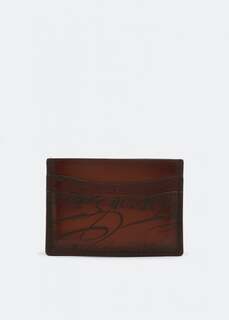 Картхолдер BERLUTI Bambou Scritto leather card holder, коричневый