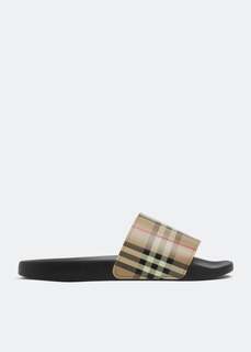 Шлепанцы BURBERRY Vintage check print slides, бежевый