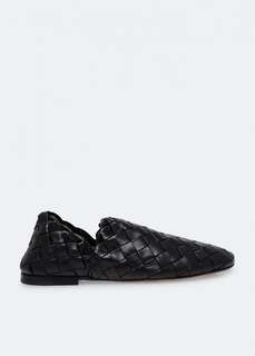 Слиперы BOTTEGA VENETA Intreccio leather slippers, черный