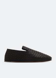 Слиперы BOTTEGA VENETA Intrecciato leather slippers, черный