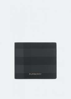 Кошелек BURBERRY Check bi-fold wallet, серый