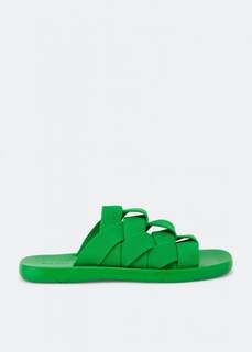 Сандалии BOTTEGA VENETA Plat slide sandals, зеленый