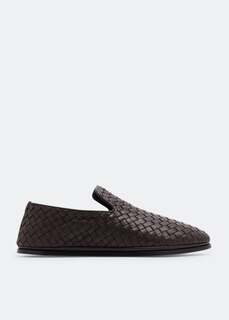 Слиперы BOTTEGA VENETA Intrecciato leather slippers, коричневый