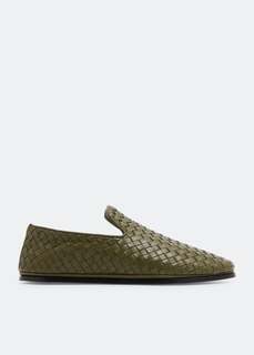 Слиперы BOTTEGA VENETA Intrecciato leather slippers, зеленый