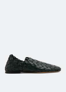 Слиперы BOTTEGA VENETA Intreccio leather slippers, зеленый