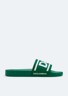 Шлепанцы DOLCE&amp;GABBANA DG logo slides, зеленый