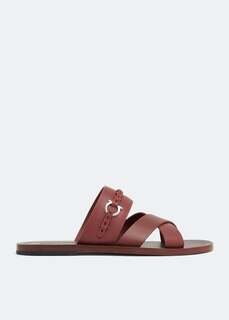 Сандалии FERRAGAMO Leather sandals, коричневый