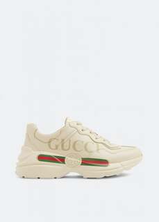 Кроссовки GUCCI Rhyton leather sneakers, белый