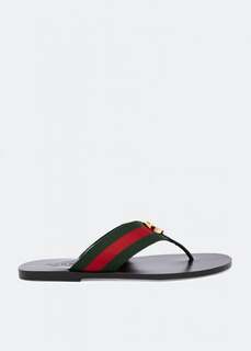 Сандалии GUCCI Web strap thong sandals, зеленый