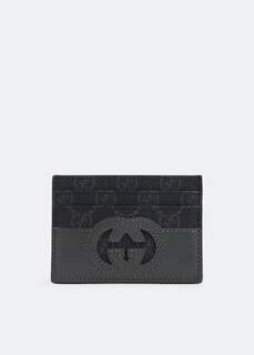 Картхолдер GUCCI Interlocking G cut-out card case, серый