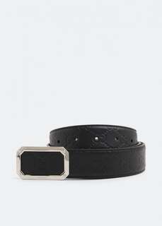 Ремень GUCCI Signature leather belt, черный