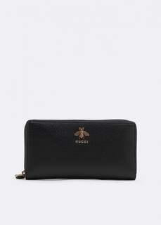 Кошелек GUCCI Animalier leather zip around wallet, черный