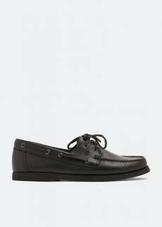 Лоферы MENGLORIA Dynamic leather boat shoes, черный