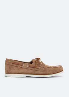 Лоферы MENGLORIA Dynamic suede boat shoes, коричневый