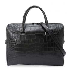 Сумка-тоут SAINT LAURENT Embossed leather duffle briefcase, черный