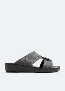 Сандалии PRIVATE COLLECTION Fissare Contrast Ostrich sandals, серый