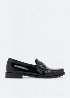 Лоферы SAINT LAURENT Monogram leather loafers, черный