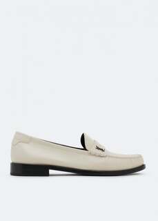 Лоферы SAINT LAURENT Monogram leather loafers, белый