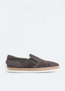 Лоферы TOD&apos;S Suede slip-on loafers, серый Tod’S