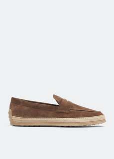 Лоферы TOD&apos;S Suede slip-on loafers, коричневый Tod’S