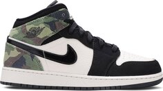 Кроссовки Air Jordan 1 Mid SE GS Camo, черный