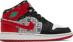 Кроссовки Air Jordan 1 Mid SE GS Ugly Christmas Sweater, красный