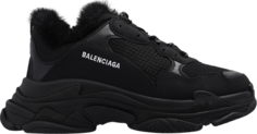 Кроссовки Balenciaga Triple S Sneaker Faux Fur - Black, черный