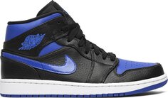 Кроссовки Air Jordan 1 Mid Black Hyper Royal, синий