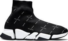 Кроссовки Balenciaga Speed 2.0 Sneaker Black Logo Licence Printed, черный