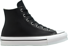 Кроссовки Converse Chuck Taylor All Star Lift Platform Leather High GS Black Natural Ivory, черный