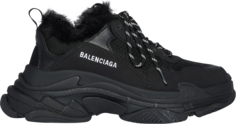 Кроссовки Balenciaga Wmns Triple S Sneaker Fake Fur - Black, черный