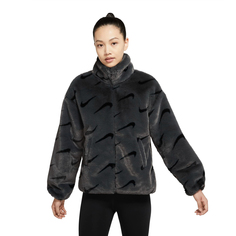 Женская куртка из искусственного меха Nike Sportswear Printed Plush, темно-серый/черный