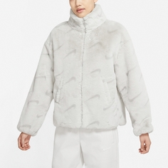 Женская куртка из искусственного меха Nike Sportswear Printed Plush, серовато-белый/серый