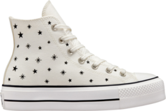 Кроссовки Converse Wmns Chuck Taylor All Star Lift Platform High Embroidered Stars - Egret, кремовый