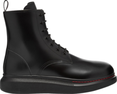 Ботинки Alexander McQueen Leather Wedge Lace-Up Boot Black, черный