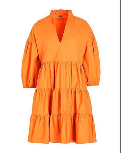 Хлопковое короткое платье с пышными рукавами 8 by YOOX, оранжевый