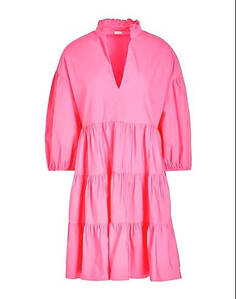 Хлопковое короткое платье с пышными рукавами 8 by YOOX, розовый