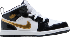 Кроссовки Air Jordan 1 Mid Patent TD Black Gold, черный