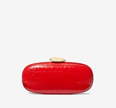 Клатч с тиснением под крокодила Michael Kors Tina Small Metallic Crocodile Embossed Leather, красный
