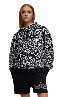 Толстовка Hugo Boss X Keith Haring хлопчатобумажная со специальным рисунком Unisex, черный/белый