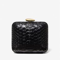 Клатч кожаный с тиснением под питона Michael Kors Tina Mini Python Embossed Leather, черный