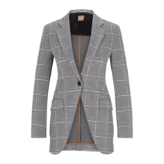 Жакет Hugo Boss Slim-fit Checked In Stretch Fabric, серый