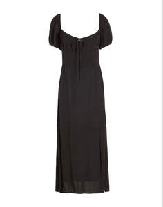 Платье-миди из вискозы с пышными рукавами 8 by YOOX, черный