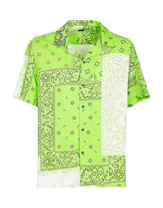 Рубашка 8 By Yoox Printed Viscose Collar Camp, кислотно-зеленый