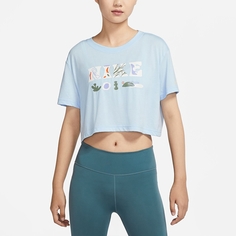 Топ Nike AS W NK DF SS CROP, белый/мультиколор