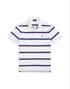 Рубашка поло Slim Fit в полоску с сеткой Polo Ralph Lauren, белый