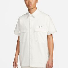 Рубашка Nike Life Men&apos;s Woven Military Short-Sleeve Button-Down, черный/белый