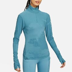 Лонгслив Nike Therma-FIT ADV Run Division Women&apos;s 1/2-Zip, голубой